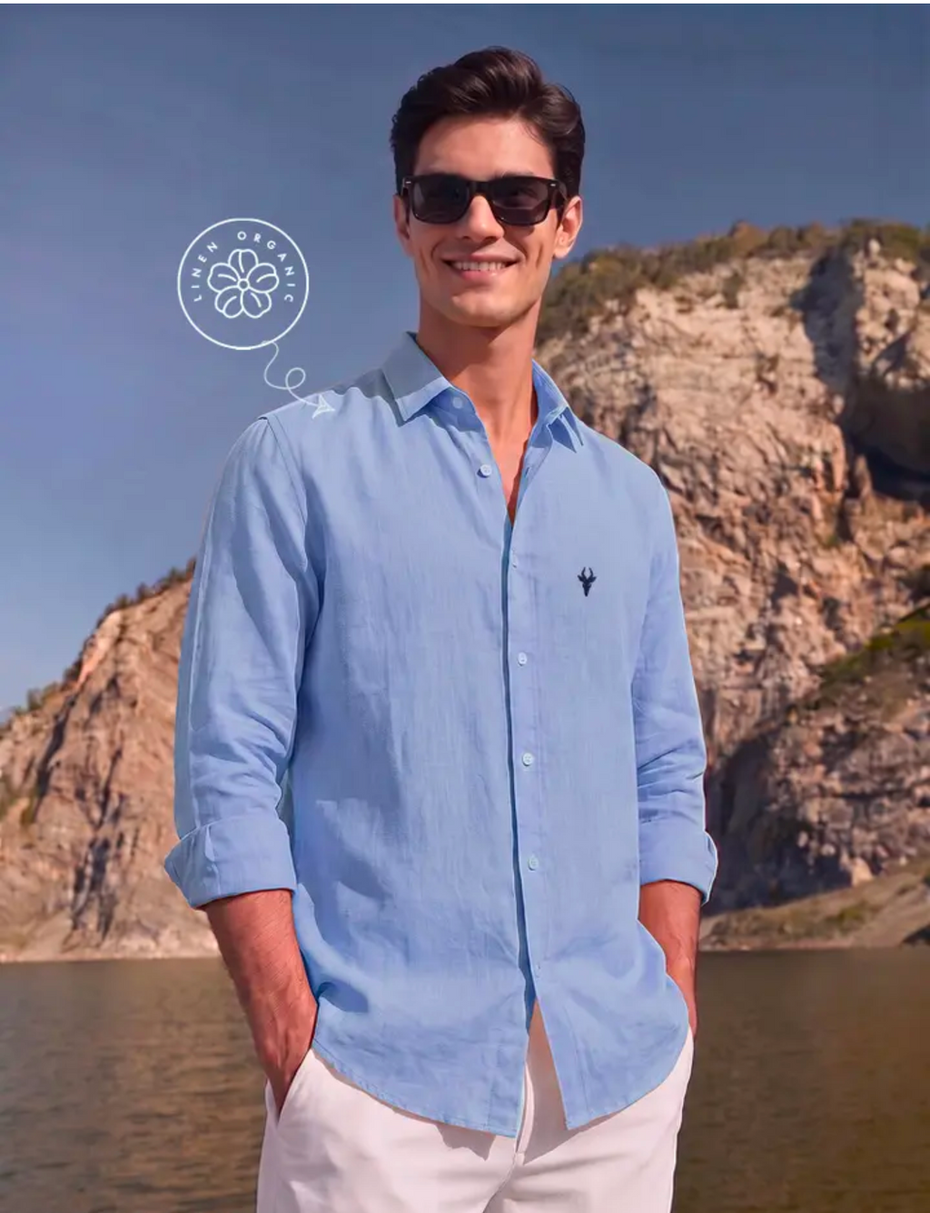 Aqua Blue Linen Shirt