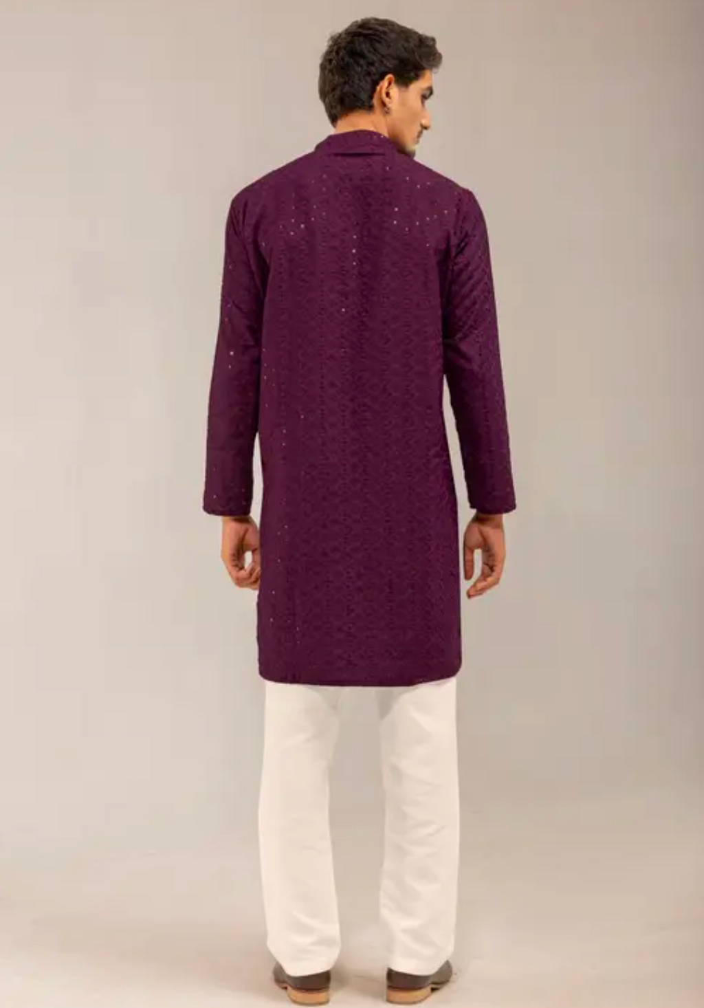 Purple Embroided  Men's Kurta