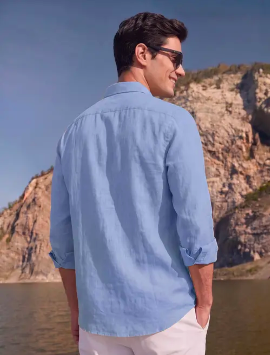 Aqua Blue Linen Shirt