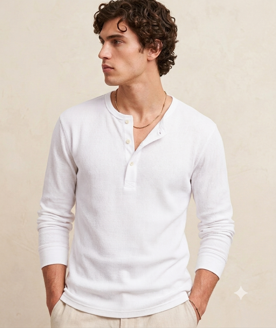 White henley shirt