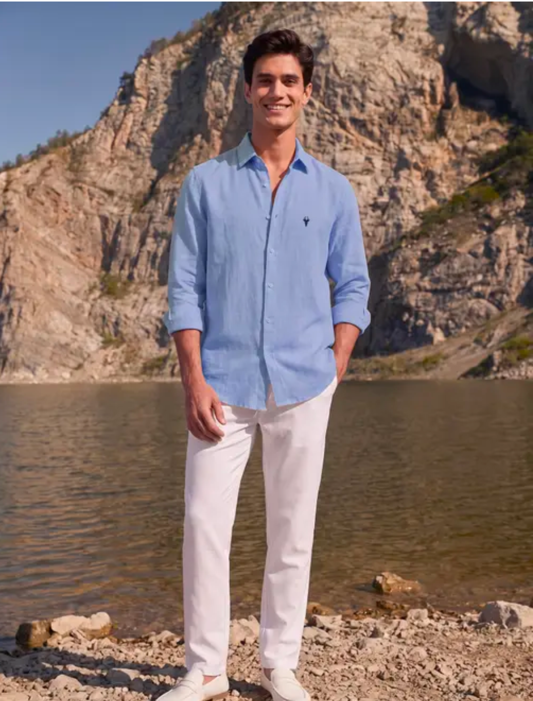Aqua Blue Linen Shirt
