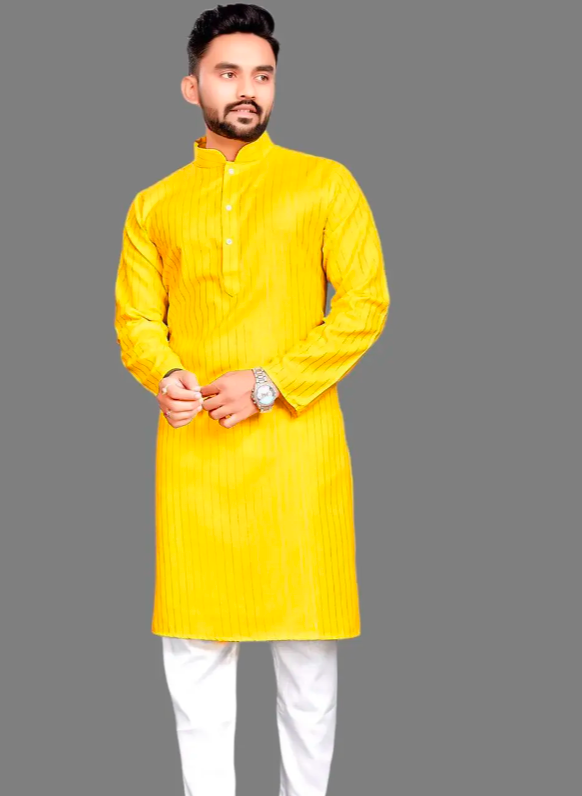 Men's Vibrant Yellow Kurta