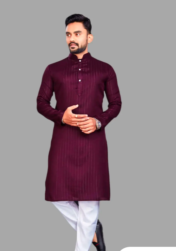 Men's Maroon Kurta