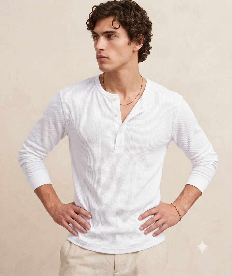 White henley shirt