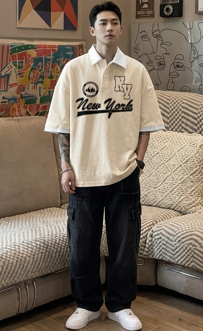 Loose fitting polo shirt
