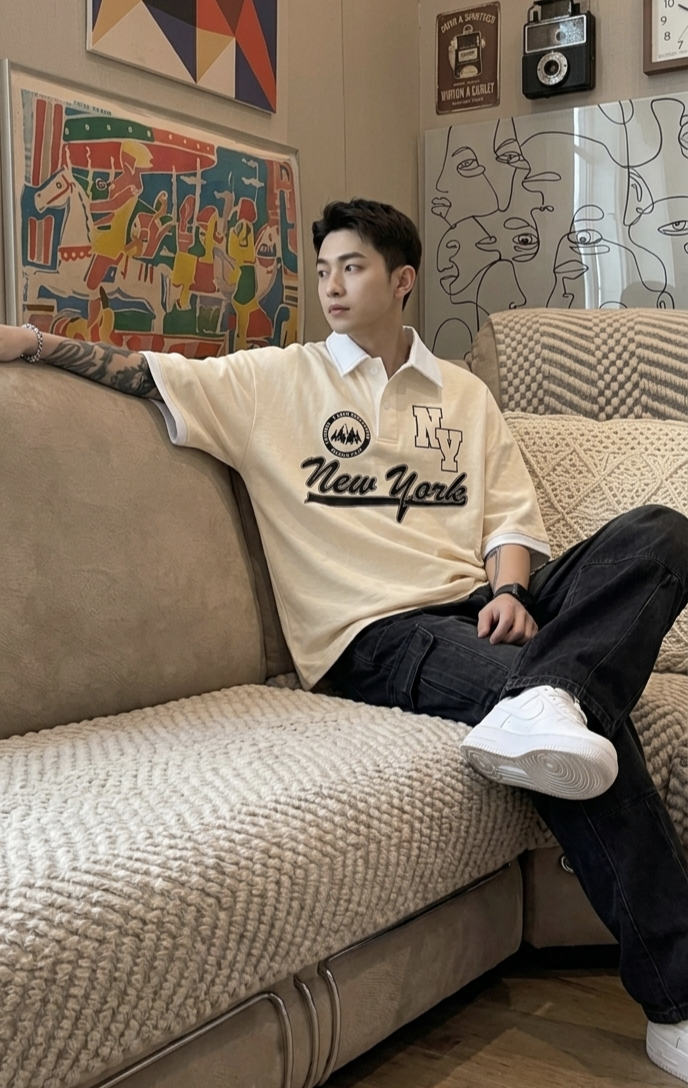 Loose fitting polo shirt